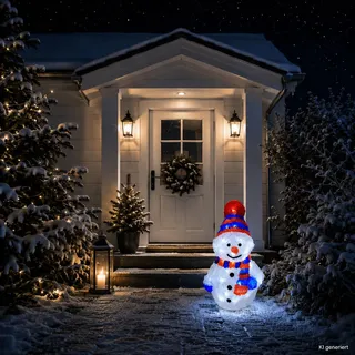 XXL Acryl Schneemann 96 LEDs kaltweiß Außenbeleuchtung Weihnachtsdeko - Blau