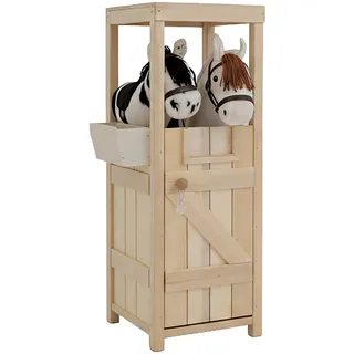 Relaxdays Hobby Horse Stall, für 2 Pferde, Steckenpferdstall mit Futtertrog, HBT: 97x35x25 cm, Pferdestall, Holz, Natur