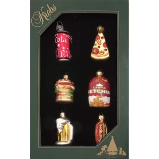 Christbaumschmuck KREBS GLAS LAUSCHA "Mini Food Set, Multiocolor, 6cm", bunt (mehrfarbig), B:4cm H:23cm T:14cm, Glas, Weihnachtsbaumschmuck, Christbaumschmuck, Christbaumschmuck aus Glas, mundgeblasen, handgefertigt, mini, Figuren