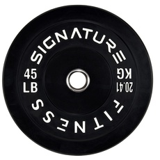 Signature Fitness Olympische Hantelscheiben mit Stahlnabe, 5,1 cm, 100% Naturkautschuk, Schwarz