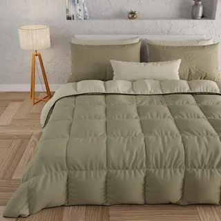 PETTI Artigiani Italiani – Warme Winterbettdecke 160x260 cm, Zweifarbig Schlammbraun/Taupe, Weiche Mikrofaser-Wendedecke 300 g/m2, Für Einzelbett, Atmungsaktive Steppdecke, Made in Italy