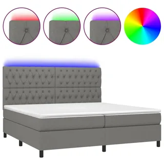 vidaXL Boxspringbett mit Matratze & LED Dunkelgrau 200x200 cm Stoff - Grau