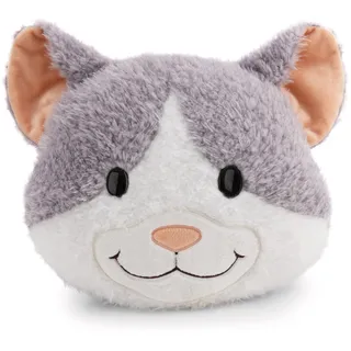 Kissen Katze Felli 35x30cm - grau - Flauschiges Kuscheltierkissen für Kinder und Erwachsene, Plüschkissen ideal für Zuhause, Kindergarten oder unterwegs | 62975