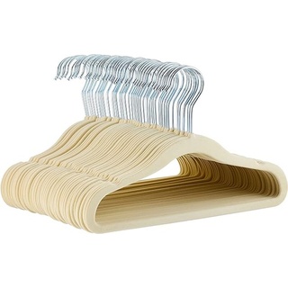 Amazon Basics Kinder-Kleiderbügel aus Samt, rutschfeste Kleiderbügel für Babys und Kleinkinder, 29 cm, 50er-Pack, Beige