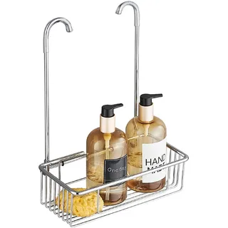 Wopeite Duschablage zum Hängen, Duschablage ohne Bohren, Duschregal Duschkorb aus Edelstahl, Shampoo Halterung für Dusche Aufhängen an der Mischbatterie, 25 x 35 x 13 cm, Silber