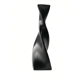 18,5 cm / 7,3 Zoll hohe Keramik Knospen Vase verdreht Stil Single Stamm Vase schmal Hals kleine Blume Vasen Dekorative Tisch Blume Mittelstück für Home Office Wohnzimmer (Schwarz)