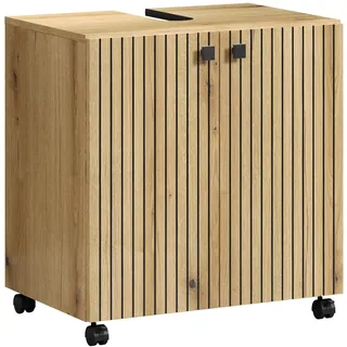 trendteam Waschbeckenunterschrank Pure Bliss mit Rollen Artisan Eiche 60 cm FSC®