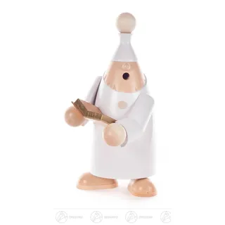 Räuchermann Wichtel Aron der Erzähler mit Buch, weiß h=180mm NEU Räuchermännel