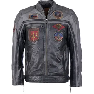 Top Gun Lederjacke - Schwarz/Dunkelgrau - L