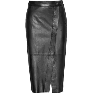 Bleistiftrock BUGATTI "bugatti Lederrock", Damen, Gr. 44, schwarz, Obermaterial: 100% Lammleder LEL., uni, regular fit, Röcke Bleistiftrock, mit modernen Frontschlitz