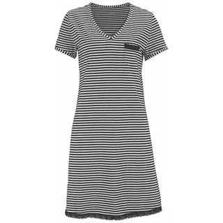 H.I.S. H.I.S Damen Nachthemd schwarz-gestreift Gr.36/38
