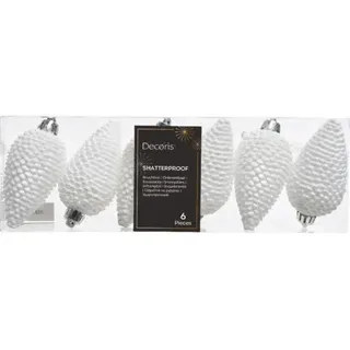 Christbaumhänger Tannenzapfen 4,5x4,5x8 cm weiß