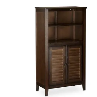 Relaxdays Badezimmerschrank dunkelbraun LAMELL, Badschrank aus Bambus, Telefonschrank, HBT: 92 x 50 x 25,5 cm
