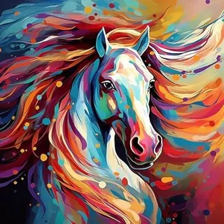 Qianbaiuk Malen Nach Zahlen Erwachsene-Pferd DIY Handgemalt Ölgemälde Kit für Anfänger und Erwachsene,Geschenk Home Haus Deko (40x40cm)