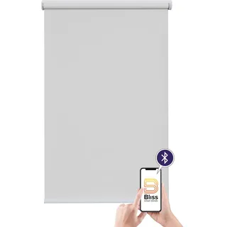 sunlines Elektrisches Rollo "Akkurollo Upcycling appgesteuert, blickdicht, Sunlines" blickdicht ohne Bohren appgesteuert via Bluetooth, hellgrau