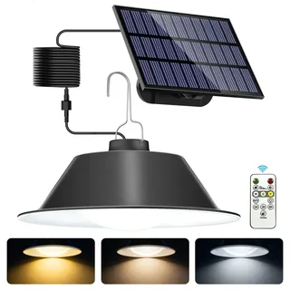 AGOTD Solar Hängeleuchte mit Fernbedienung Solarlampen für Außen Hängend | 5M Kabel, Dimmbar,Warmweiß, Kaltweiß, Neutralweiß, Timer, Große Batteriekapazität, IP65 Wasserdicht, Für Innen/Außen