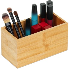 Bild Ordnungsbox Bambus, schmale Aufbewahrungsbox ohne Deckel, HBT 9,5x18x9 cm, Bambusbox Küche, Bad, Büro, Natur