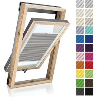 Estika Custom Dachfenster Plissee - nach Maß - Premium Kollektion 23 Stofffarben - Breite 30-120 cm, Höhe 50-149 cm - Sonnenschutz für Dachfenster, Plissee nach Maß