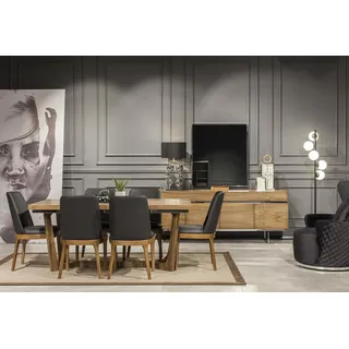 Esszimmer Garnitur Essgruppe Komplettes Set Anrichte Stühle Möbel 9tlg - Braun