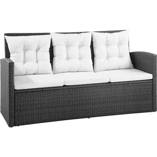 vidaXL 5-tlg. Garten-Lounge-Set mit Auflagen Poly Rattan Schwarz - Schwarz