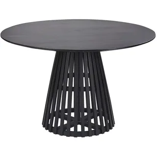 Beliani Esstisch Akazienholz schwarz 120 cm Mesilla , Holz , Rund , 120x77x120 cm , Esszimmer, Esstische