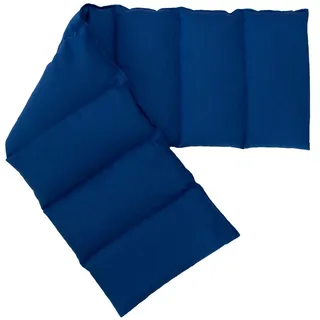 Leinsamenkissen XXL 8-Kammer 75x20cm (Bio Stoff enzianblau) Wärmekissen Körnerkissen für Mikrowelle und Backofen