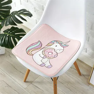 champracer Sitzkissen Viereckig Stuhlkissen Kinder, Waschbare Weiche Sitzkissen Komfort Stuhlauflage als Stuhl Kissen, Niedliches Einhorn Tiere Pflanzen Sitzpolster (Einhorn E,30x30 cm)