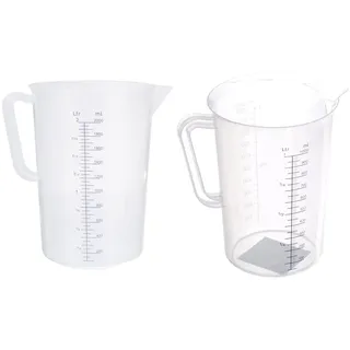 HENDI Messbecher, mit Skalierung, Bruchsicher, 2L, Polypropylen, ø140x(h)215mm & Messbecher, mit Skalierung, Bruchsicher, 1L, Polypropylen