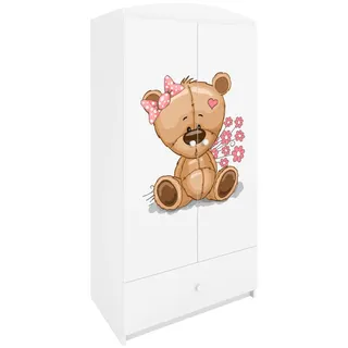 Raumhirsch Furniture Kinderkleiderschrank Teddybär Ii , Weiß , Holzwerkstoff , Rechteckig , 90x175x52 cm , Babymöbel & Kindermöbel, Babyzimmer, Babykleiderschränke