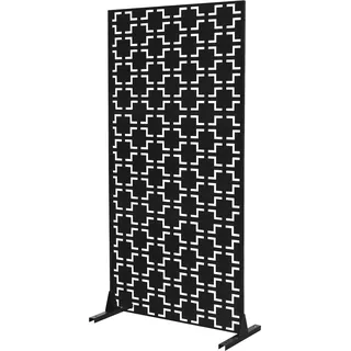 ML-Design Metall-Sichtschutz Milano, 90x180 cm, aus Stahl, Raumteiler - 3 Paneele, Trennwand erweiterbar mit Ständer, Paravent freistehend, Deko Sichtschutzwand wetterfest für Garten Balkon Terrasse