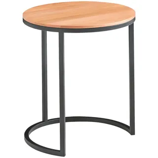 Johann Jakob Beistelltisch , Schwarz, Buchefarben , Holz , Buche , massiv , rund , 39x51x39 cm , Wohnzimmer, Wohnzimmertische, Beistelltische, Beistelltische Holz