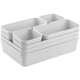 Gariella 1x Schubladen-Organizer Set Aufbewahrungs-Box Einteiler Trenn-System verstellbar Utensilien Stauraum Wohn-Badezimmer Kunststoff hell-grau