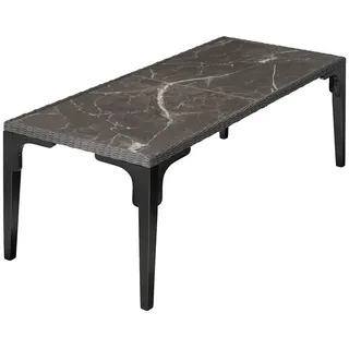 tectake Gartentisch Foggia, 196 x 87 x 76 cm, grau , Grau , Kunststoff , Rechteckig , 87x76x196 cm , Gartenmöbel, Gartentische