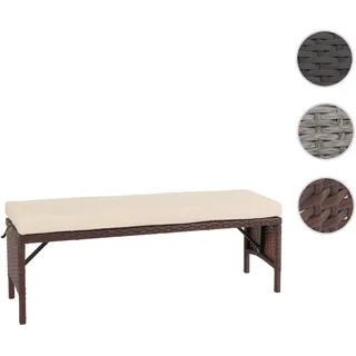 Poly-Rattan Sitzbank HWC-G16, Gartenbank Rattanbank, Gastronomie 112cm ~ braun, Kissen creme