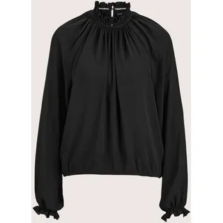 MADELEINE Langarmbluse "Bluse Elegante Bluse mit Stehkragen, Uni", schwarz