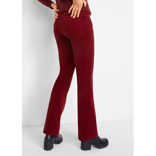 Cordhose BONPRIX "Stretch-Cordhose, Bootcut", Damen, Gr. 50, N-Gr, rot (kastanienrot), Cord, Obermaterial: 98% Baumwolle, 2% Elasthan, unifarben, regular fit lang, Hosen Cordhose, aus Baumwolle mit Elasthan, Regular Fit, Bootcut-Beinform