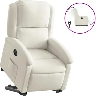 vidaXL Relaxsessel mit Aufstehhilfe Elektrisch Creme Samt - Creme