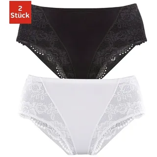 Formslip, Damen, Gr. 36/38, schwarz-weiß (schwarz, weiß), Obermaterial: 90% Baumwolle, 10% Elasthan (LYCRA SPORT). Miedereinsatz: 90% Polyamid, 10% Elasthan. Spitze: 90% Polyamid, 10% Elasthan, PETITE FLEUR BY LASCANA, unifarben, Unterhosen Formslip, Bodyforming Slip aus elastischer Baumwolle, Topseller