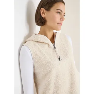 Fellweste CECIL, Damen, Gr. XL (44), teddy vanilleweiß, Plüsch, Obermaterial: 100% Polyester, unifarben, normal hüftbedeckend, Rundhals, Westen Fellweste, Teddy-Weste mit Troyerkragen und Kapuze