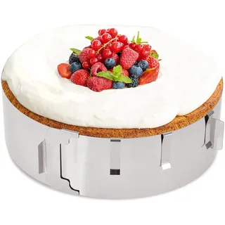 4smile Tortenring verstellbar – [Edelstahl Kuchenring Ø 16-30cm] - funktionale Tortenform fixierbar - Backring zur Tortenzubereitung - Backrahmen rund zum Schichten und Dekorieren