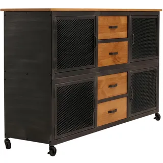 MCW Sideboard 150 x 90 x 40 cm Schwarz / Beige