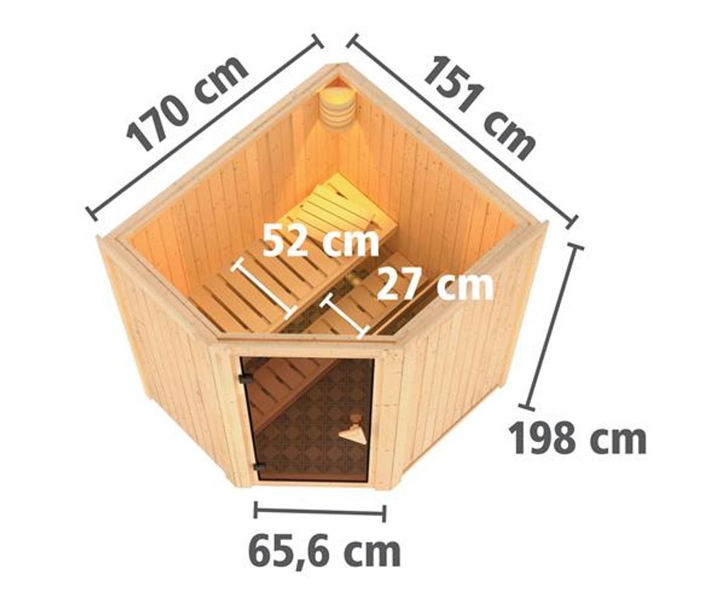 Bild von Sauna Tonja 68mm 230V Saunaofen 3,6kW intern moderne Tür