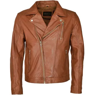 Bikerjacke JCC "Lederjacke 8208", Herren, Gr. 3XL, braun (cognac), Obermaterial: 100% Lammleder LEL. Futter: 100% Polyester PES., Jacken Bikerjacke