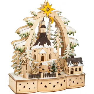 small foot Lampe Sternsinger aus Holz, Weihnachtsdeko batteriebetrieben mit LED-Beleuchtung und Weihnachtspyramide 11791