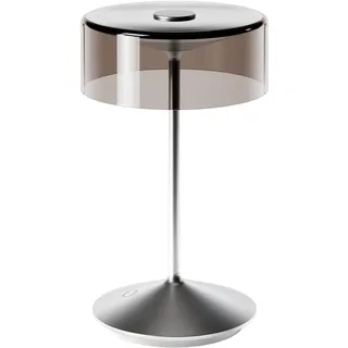 SIGOR Numotion - Dimmbare LED Akku-Tischleuchte Indoor & Outdoor, IP54 spritzwassergeschützt, Höhe 26,5 cm, aufladbar mit Easy Connect, 12 h Leuchtdauer, silberfarben