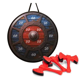Simba Wikinger-Dart mit 3 bunten Doppeläxten (15 cm) & Stoff-Zielscheibe (Ø 65 cm)