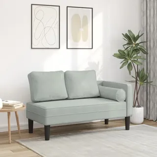 Design Chaiselongue mit Kissen Hellgrau Samt - Recamieren 2025 Neu8209282 1parcel - Grau