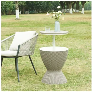 [casa.pro] Atessa Gartentisch 48,5 x 48,5 x 58 cm Hellbraun