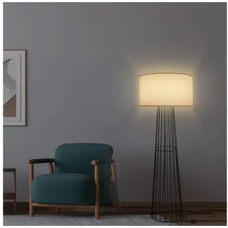 Melitec Stehlampe Wohnzimmer ST54, Zeitloses Design, LED Stehlampe - Weiß/Schwarz