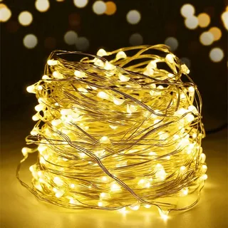 salcar 10m LED Lichterkette Draht, USB Kupferdraht Lichterkette, 100 LEDs Kupferdrahtlichterkette Innen Außen Weihnachten Party, Warmweiß